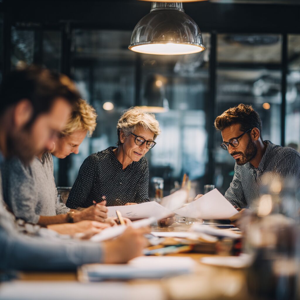 Team of business professionals in a team meeting