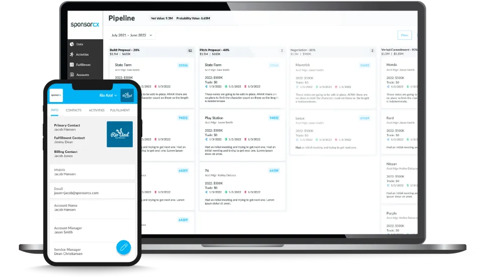Laptop running sponsorship management software