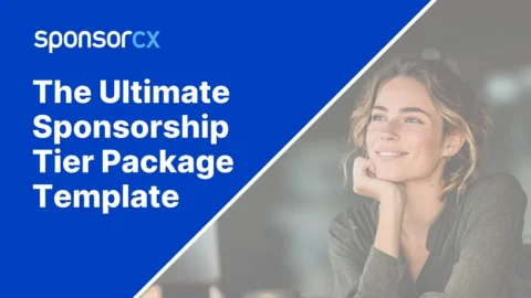 Split-view image of a sponsorship professional in a modern office, contrasting a cluttered Gold–Silver–Bronze package with a clean, strategic sponsorship framework, symbolizing clarity replacing outdated tier models.