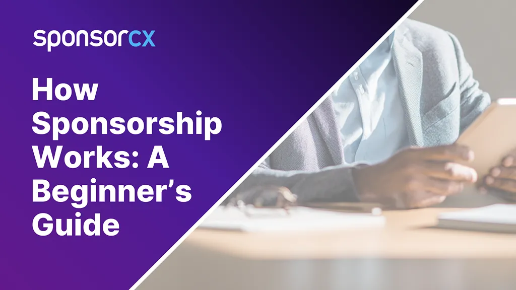 Split-scene image showing the same office desk in two states. On the left, the desk is cluttered with printed sponsorship decks, sticky notes, calendars, and an open laptop turned away, creating a tense, disorganized feel. On the right, the desk is clean and organized with clear documents and a simple planning board, conveying calm focus and clarity.