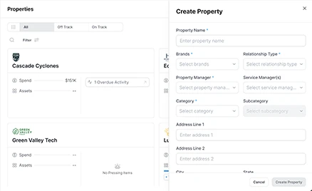 Properties dashboard Properties dashboard