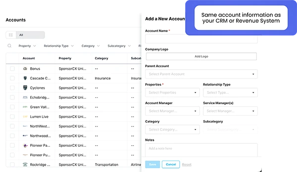 Accounts dashboard