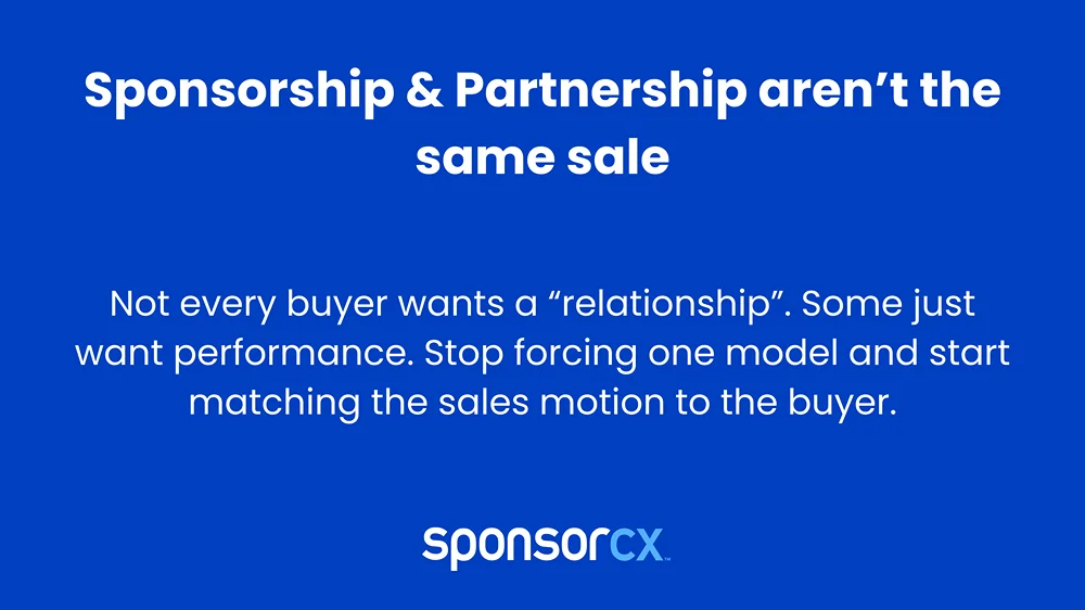 Sponsorships and partnerships aren't the same role